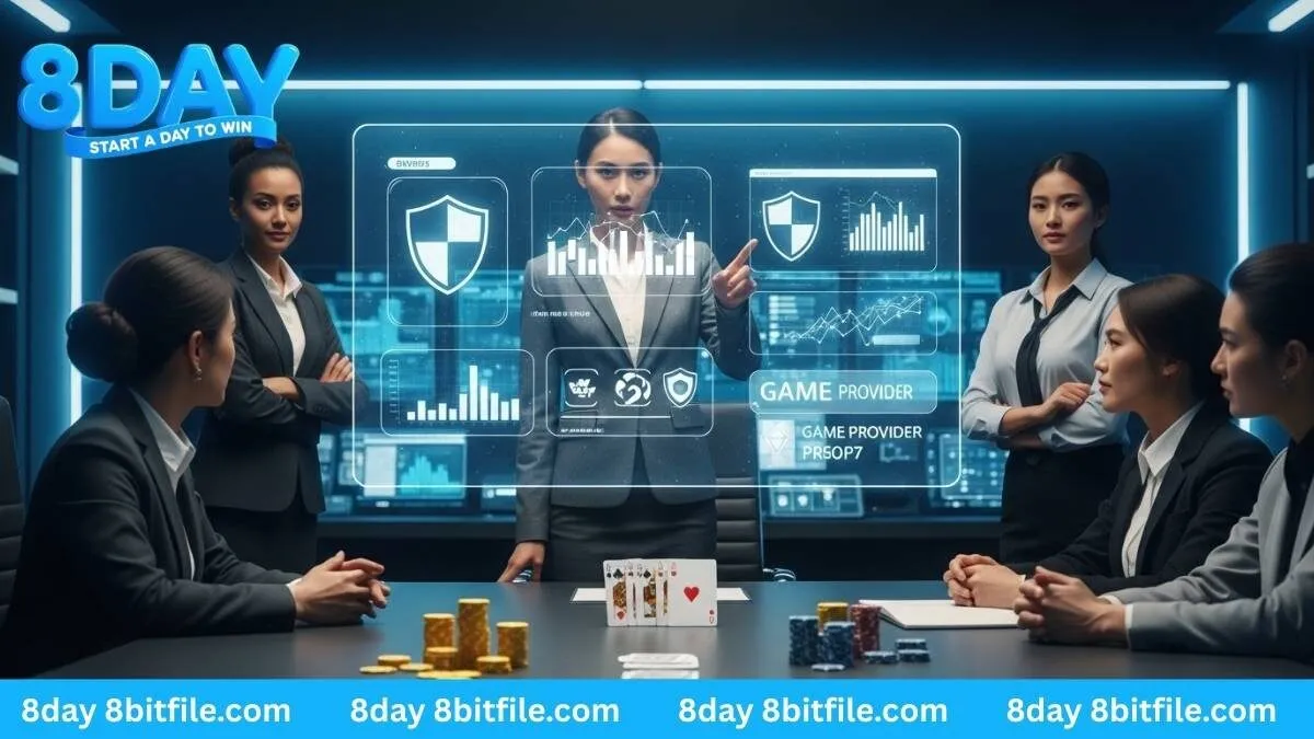 Đội ngũ chuyên gia quốc tế của 8DAY đang làm việc trong phòng điều hành công nghệ cao