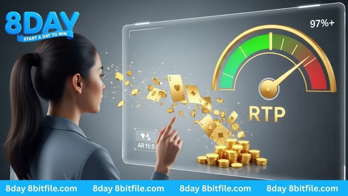 Biểu đồ RTP vàng thể hiện tỷ lệ thắng cao của game Nổ Hũ PlayStar tại 8DAY.